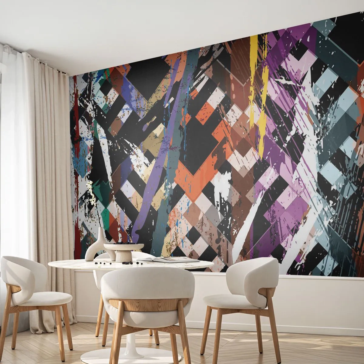 Papier Peint Autocollant Deluxe Sticker - Se mettre au carré - Abstraction, Morceau, Modèle moderne - 250x175 cm