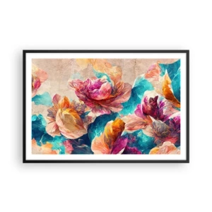 Affiche dans un cadre noir - Poster - Splendeur colorée du bouquet - 91x61 cm