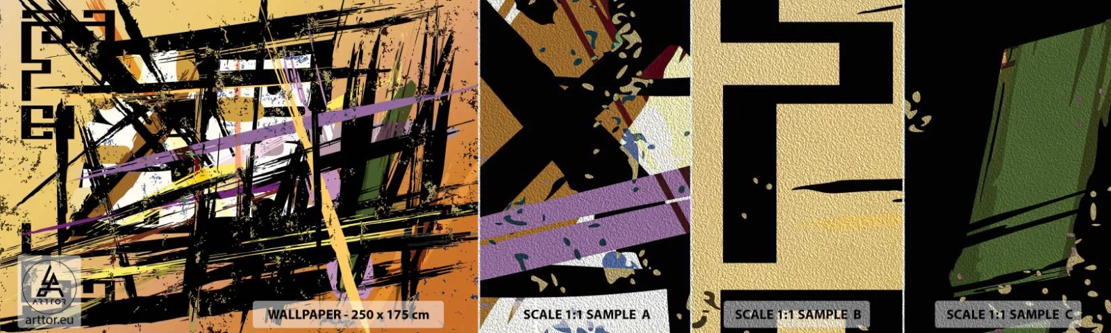 Échantillon de Papier Peint Premium Sand - Une coupe nette - Abstraction, Morceau, Modèle moderne - 100x30 cm