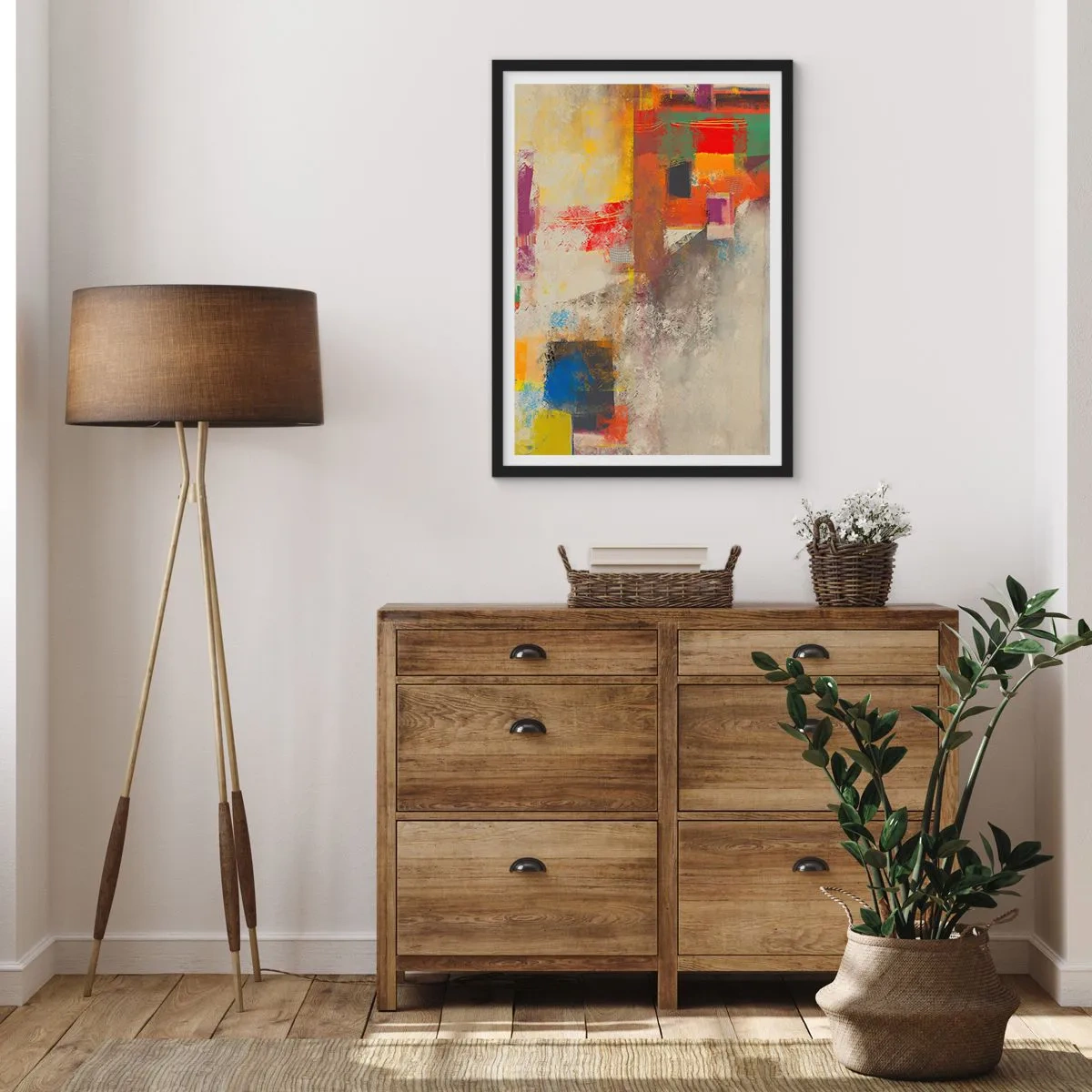 Affiche dans un cadre noir - Poster - Composition abstraite aux couleurs vives - 50x70cm - Géométrie des couleurs - Décoration murale moderne pour le salon et la chambre ARTTOR