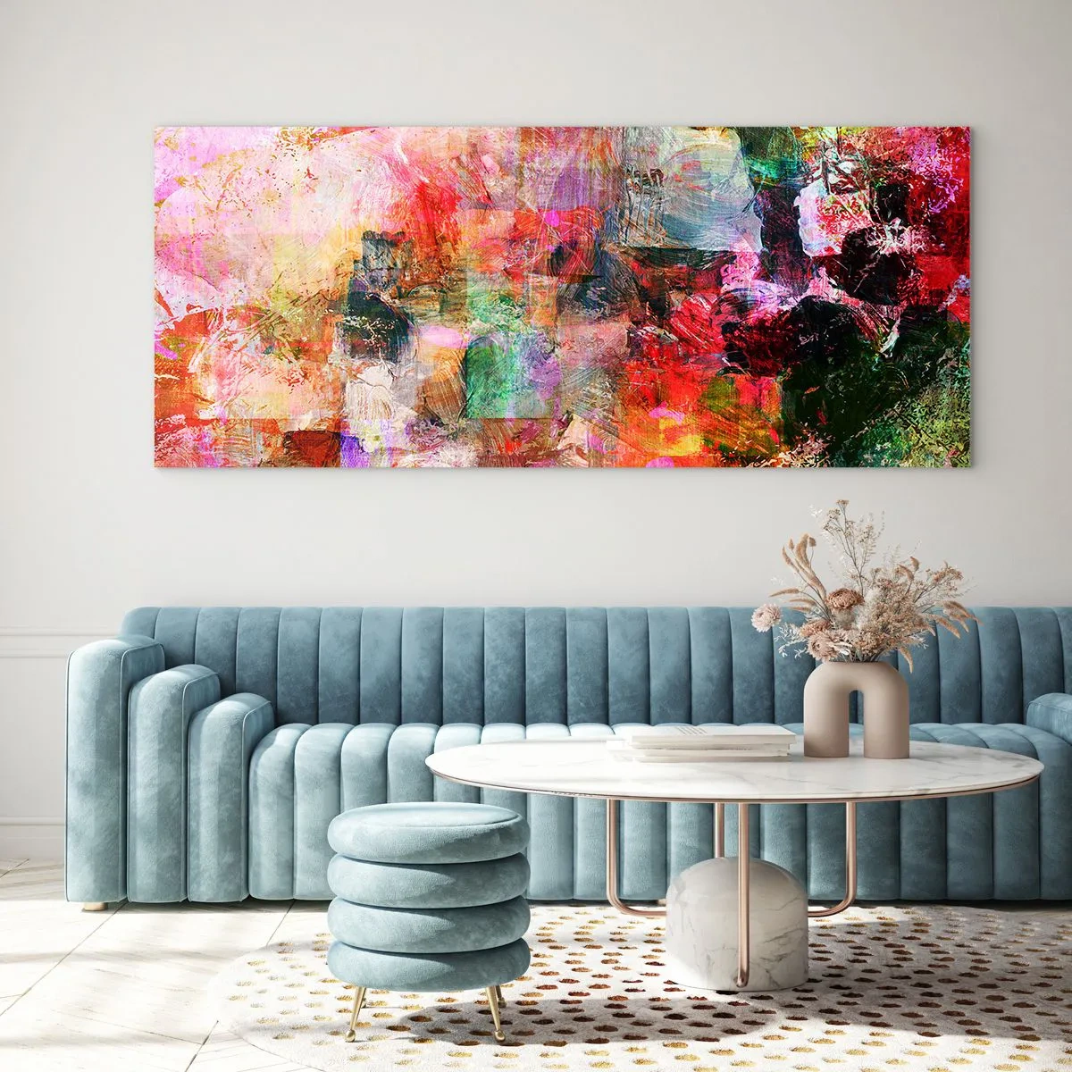 Impression sur verre - Image sur verre - Un voyage à travers les roses - 90x30 cm