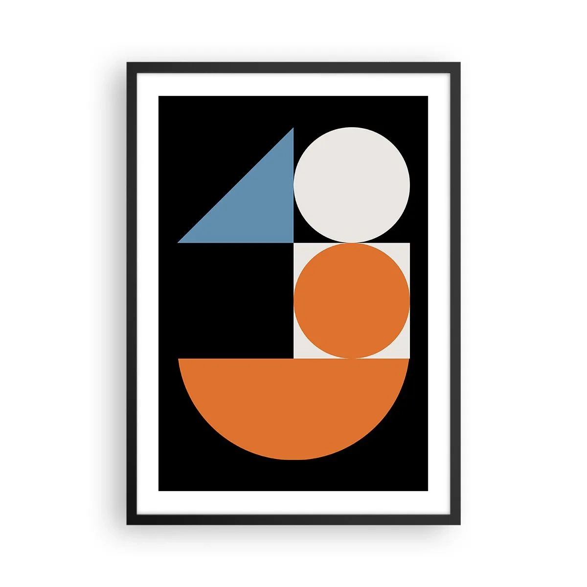 Affiche dans un cadre noir - Poster - Motif géométrique moderne avec des cercles, des triangles et des demi-cercles - 50x70cm - Rangement de figures - Décoration murale moderne pour le salon et la chambre ARTTOR