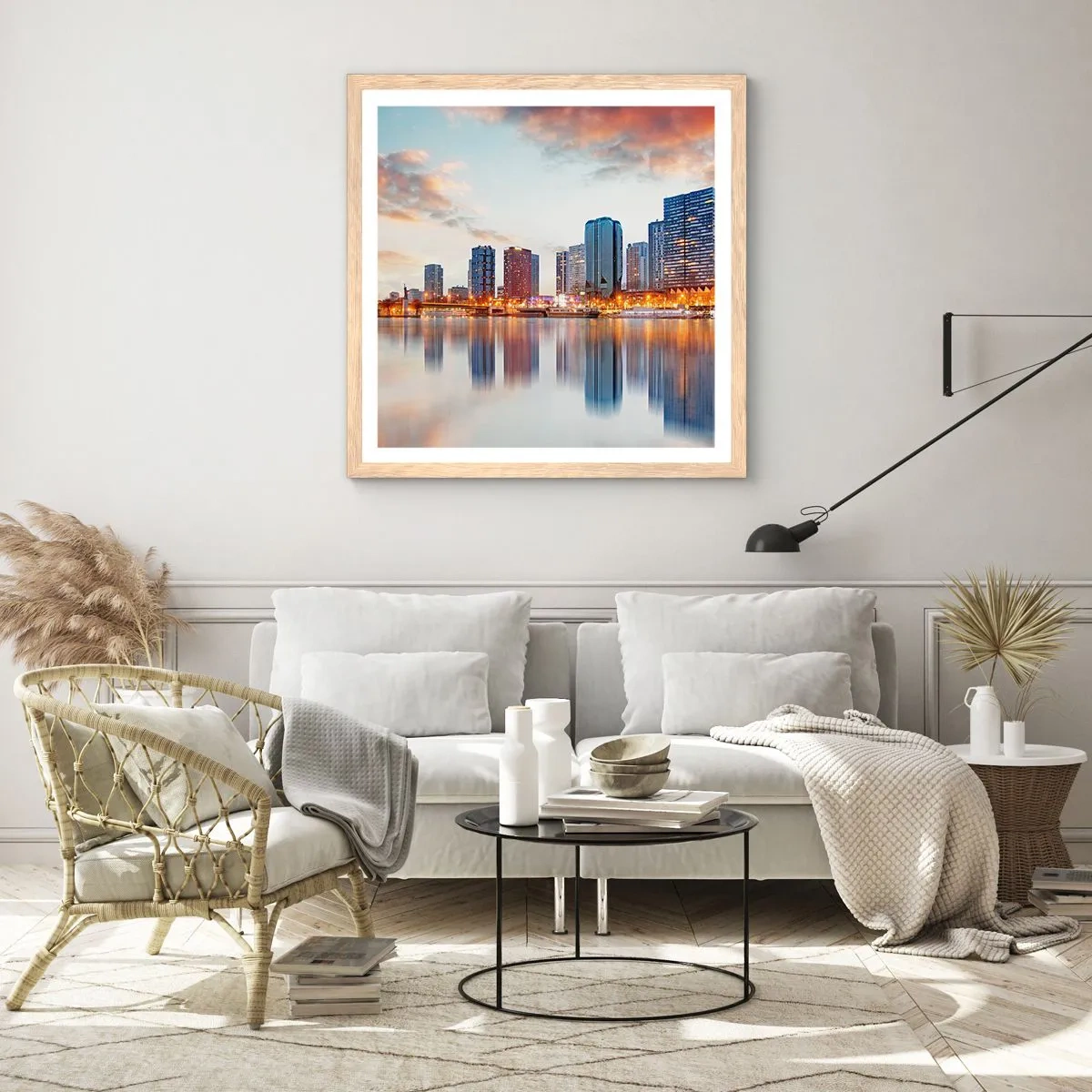 Affiche dans un chêne clair - Poster - La tranquillité monumentale de Paris - 40x40 cm