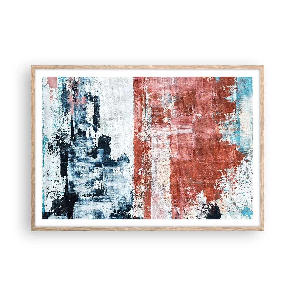 Affiche dans un chêne clair - Poster - Moitié-moitié abstrait - 100x70 cm