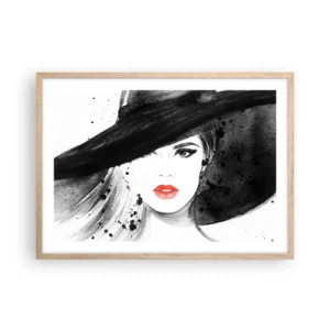 Affiche dans un chêne clair - Poster - Dame en noir - 70x50 cm