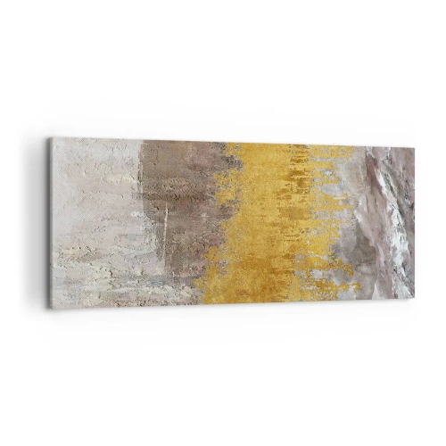 Impression sur toile - Image sur toile - Motif abstrait doré et beige - 120x50cm - Une explosion d'or - Décoration murale moderne pour le salon et la chambre ARTTOR