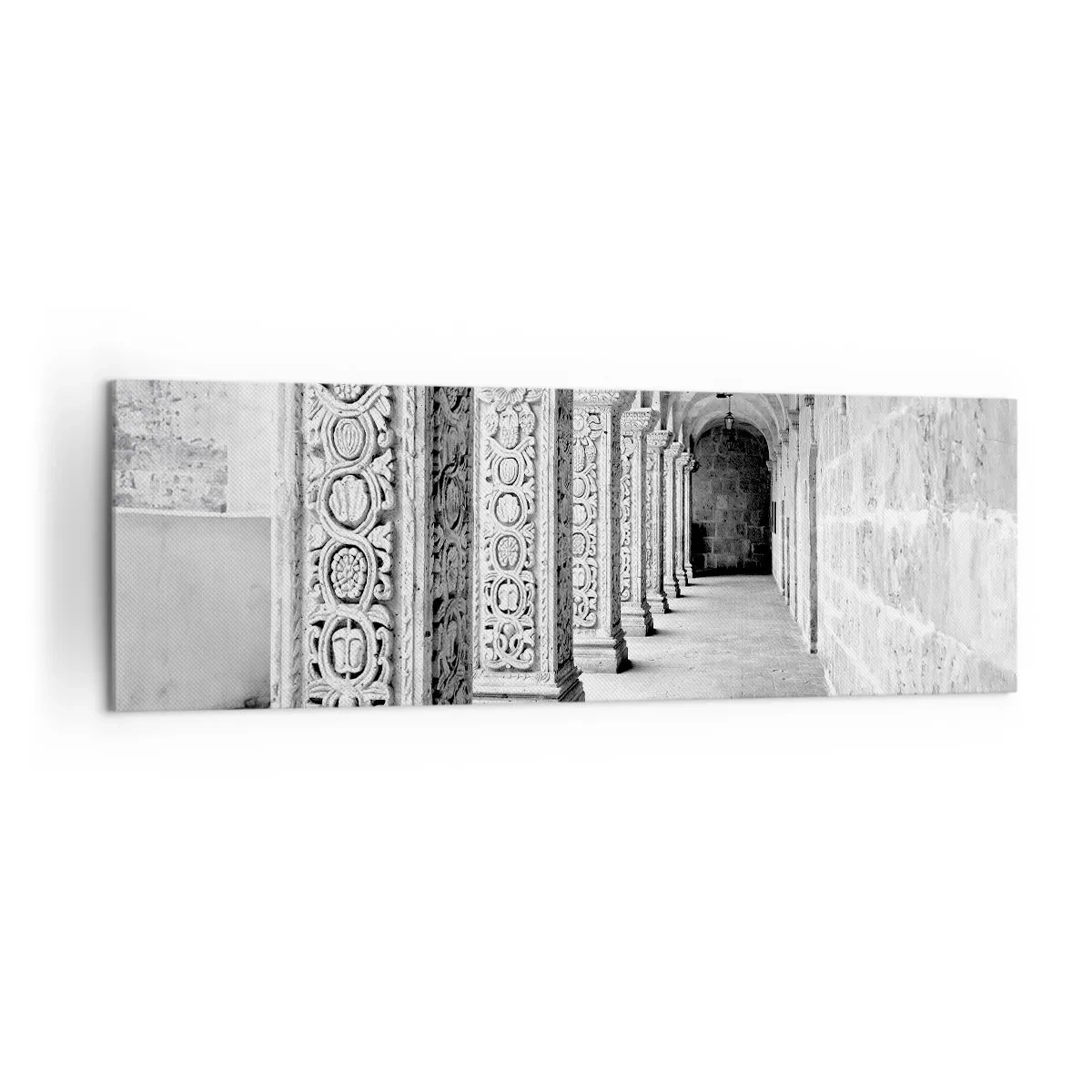 Impression sur toile - Image sur toile - Colonnes historiques dans une prise de vue monochrome - 160x50cm - Où cela mène-t-il…? - Décoration murale moderne pour le salon et la chambre ARTTOR