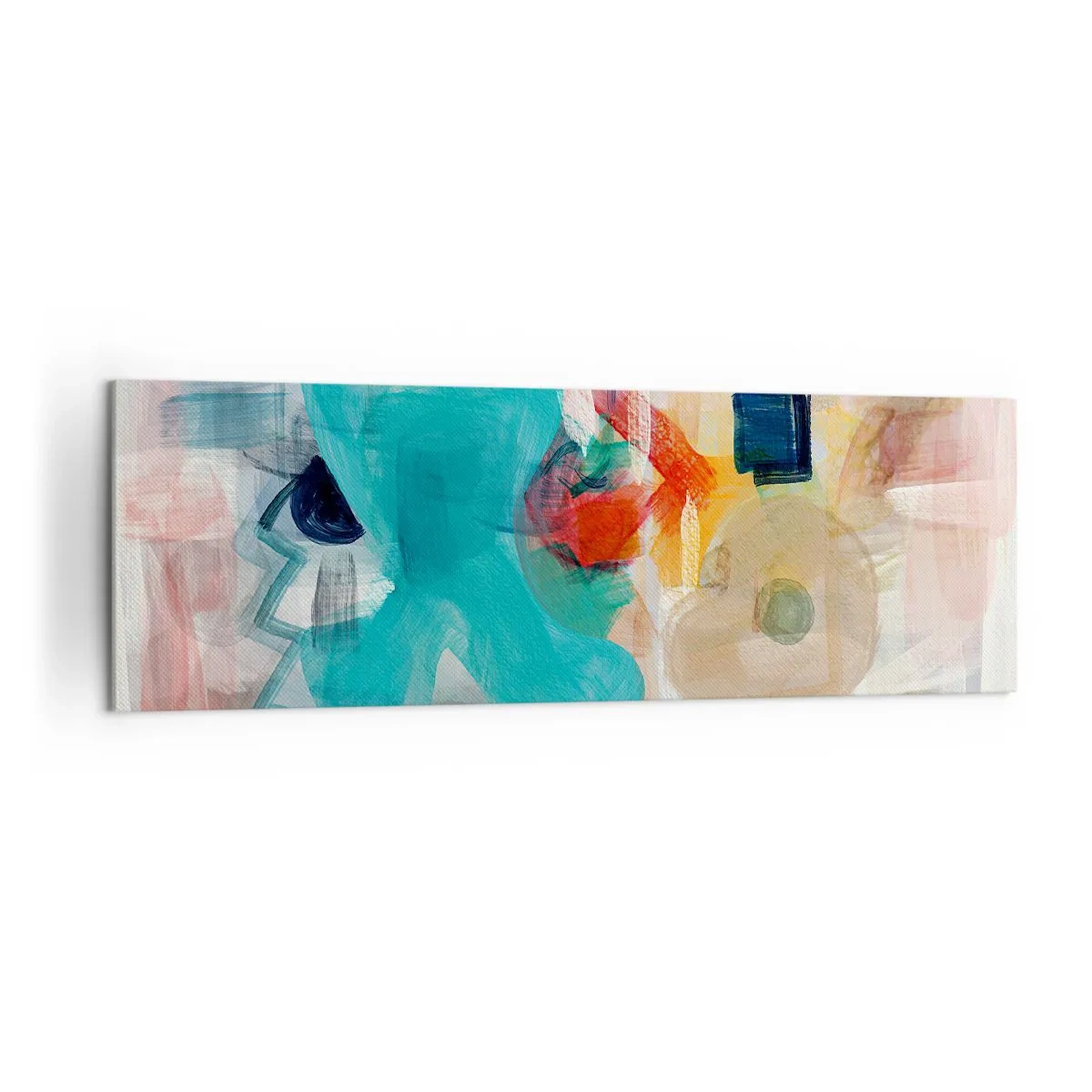 Impression sur toile - Image sur toile - Les formes et les couleurs abstraites créent une composition dynamique - 160x50cm - Jeu de couleurs - Décoration murale moderne pour le salon et la chambre ARTTOR