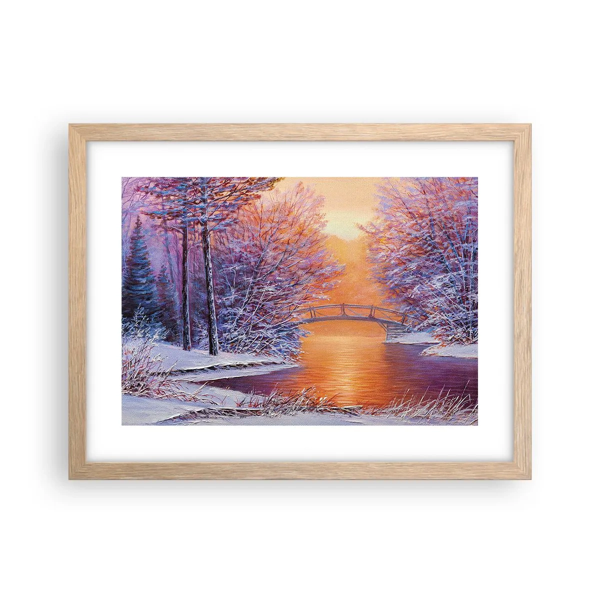 Affiche dans un chêne clair - Poster - On se rencontre ici - 40x30 cm