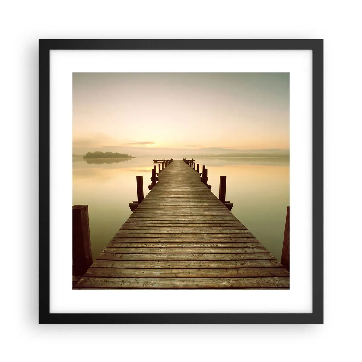 Affiche dans un cadre noir - Poster - L'aube, les premières lueurs, le jour - 40x40 cm
