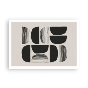 Affiche - Poster - Géométrie avec demi-cercles et lignes en noir sur fond clair - 100x70cm - Offres sans enthousiasme - Décoration murale moderne pour le salon et la chambre ARTTOR
