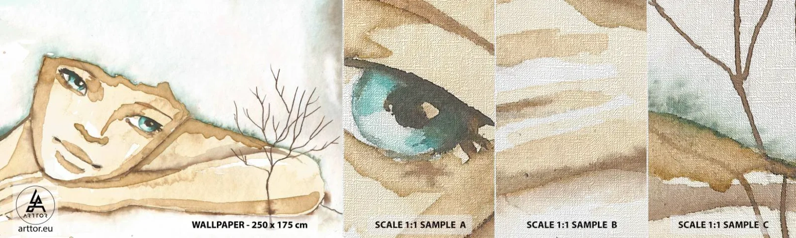 Échantillon de Papier Peint Premium Canvas - L'arbre de la poésie naît du silence - Conte de fées, Abstraction, Pour les enfants - 100x30 cm