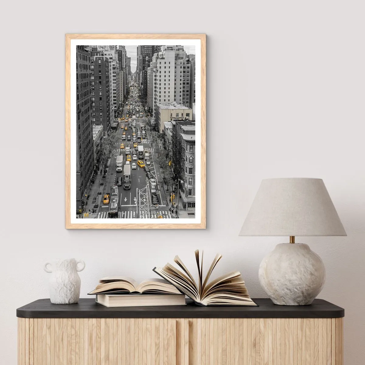 Affiche dans un chêne clair - Poster - La vie new-yorkaise - 40x50 cm