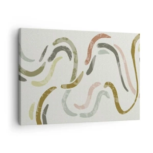 Impression sur toile - Image sur toile - Arcs abstraits aux couleurs pastel - 70x50cm - Une joyeuse danse de l'abstraction - Décoration murale moderne pour le salon et la chambre ARTTOR