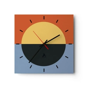 Horloge murale - Pendule murale - Abstraction géométrique aux couleurs contrastées - 30x30cm - Composition de chaleur et de fraîcheur - Décoration murale moderne pour le salon et la chambre ARTTOR