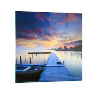 Impression sur verre - Image sur verre - Calme violet-doré - 70x70 cm