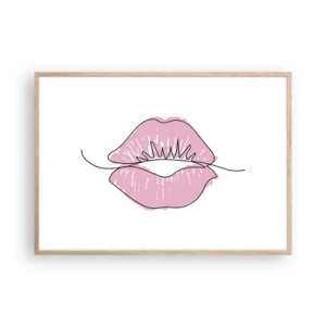 Affiche dans un chêne clair - Poster - Prêt à l'embrassade? - 100x70 cm