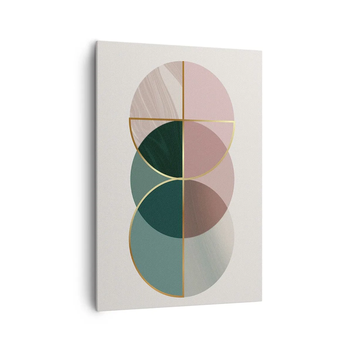 Impression sur toile - Image sur toile - Une composition abstraite de formes géométriques et de lignes dorées. - 70x100cm - Cercles après cercles - Décoration murale moderne pour le salon et la chambre ARTTOR