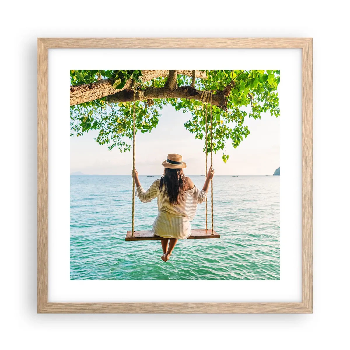 Affiche dans un chêne clair - Poster - La vie est belle - 40x40 cm