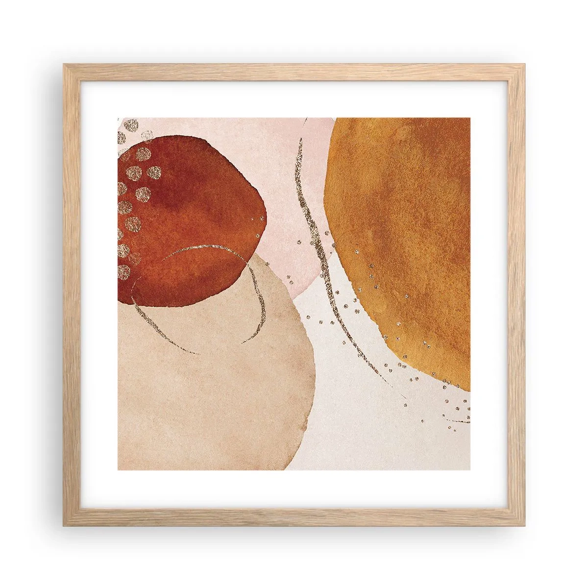 Affiche dans un chêne clair - Poster - Rondeur et mouvement - 40x40 cm