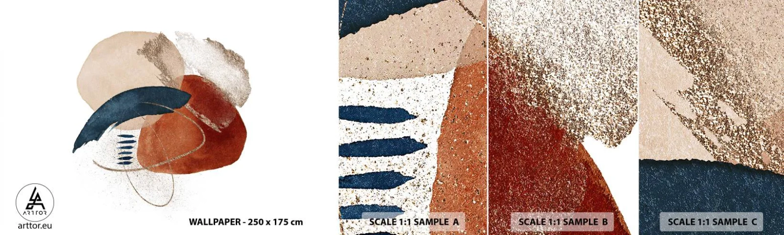 Échantillon de Papier Peint Autocollant Deluxe Sticker - Composition ovale - Abstraction, Morceau, Modèle moderne - 100x30 cm