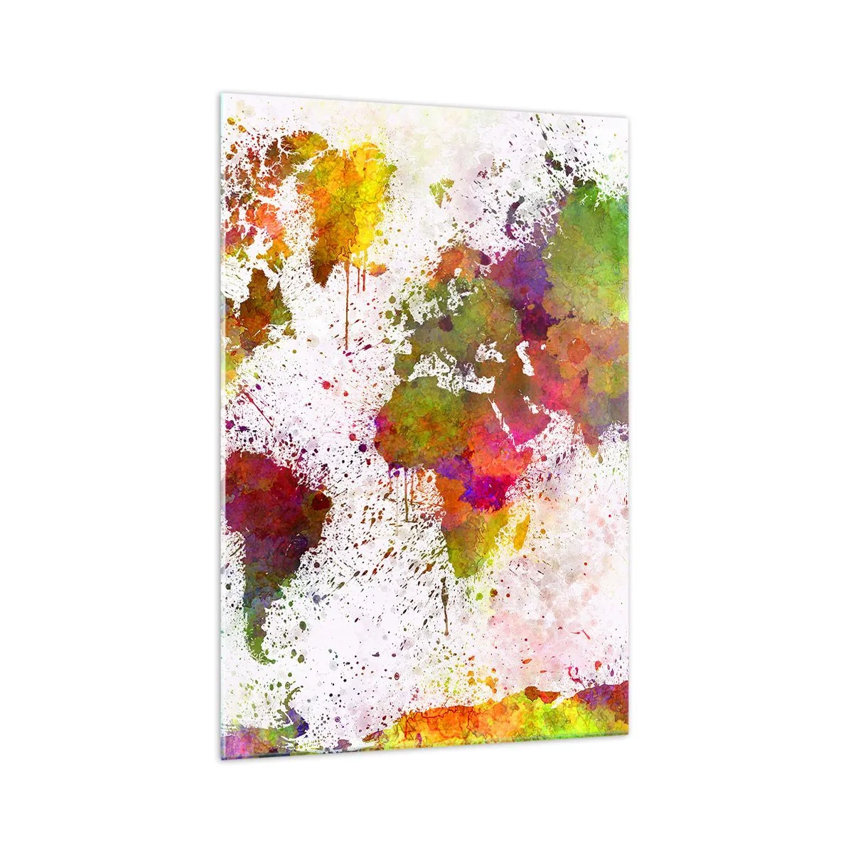 Impression sur verre - Image sur verre - Une carte du monde colorée dans un style abstrait - 70x100cm - D'une certaine manière ça s'est passé de la même façon - Décoration murale moderne pour le salon et la chambre ARTTOR