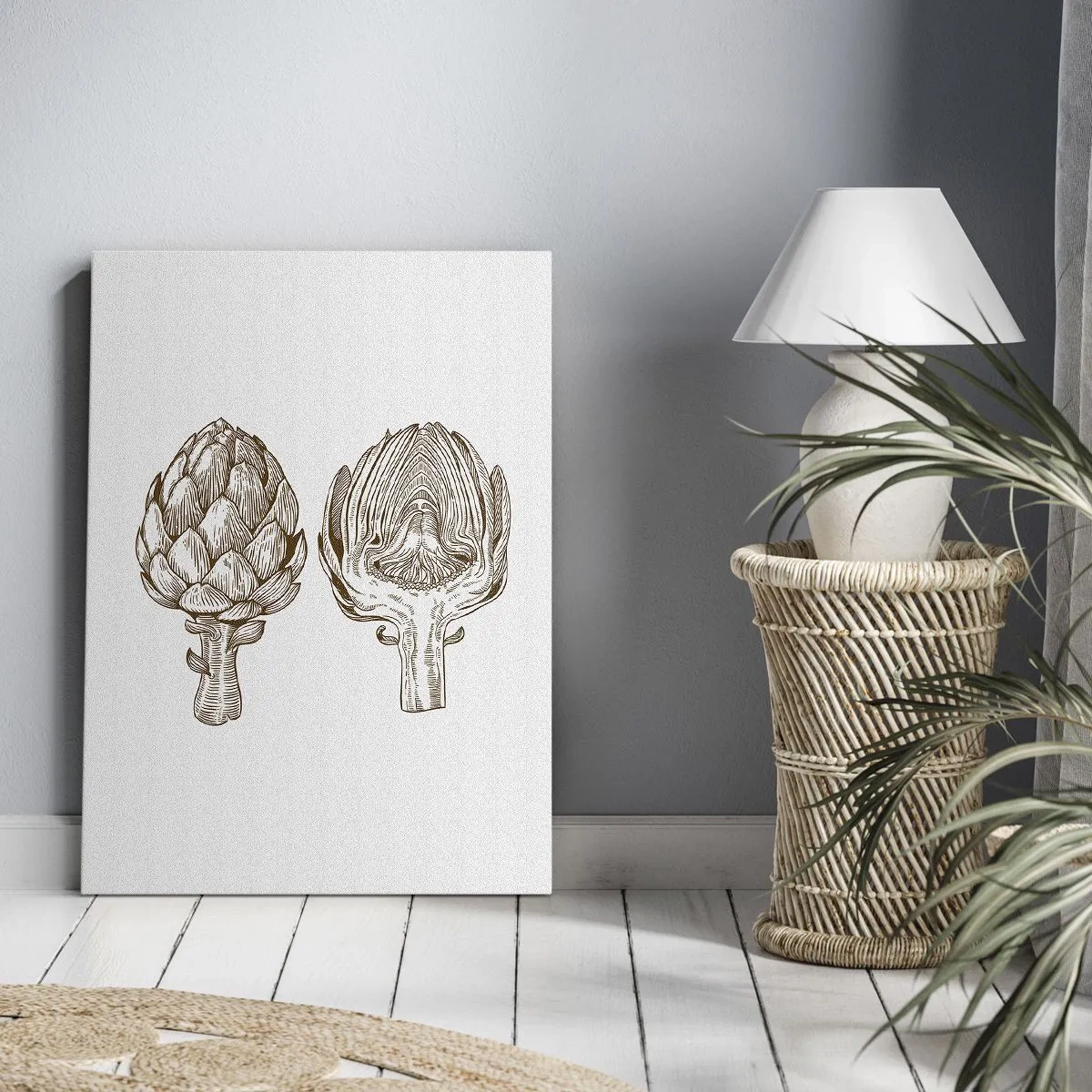 Impression sur toile - Image sur toile - Dessin d'art vintage d'un artichaut - 80x120cm - Leçon d’anatomie - Décoration murale moderne pour le salon et la chambre ARTTOR