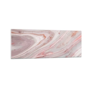 Impression sur verre - Image sur verre - Vagues abstraites dans des tons délicats de rose et de beige - 140x50cm - Rose liquide - Décoration murale moderne pour le salon et la chambre ARTTOR