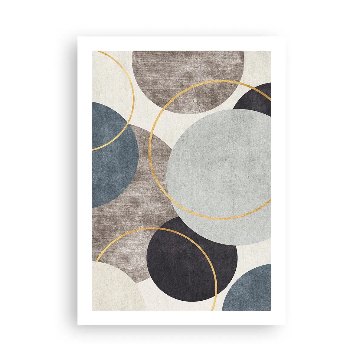 Affiche - Poster - Composition géométrique abstraite avec des cercles dans des tons de bleu. - 50x70cm - Cercles sur cercles - Décoration murale moderne pour le salon et la chambre ARTTOR