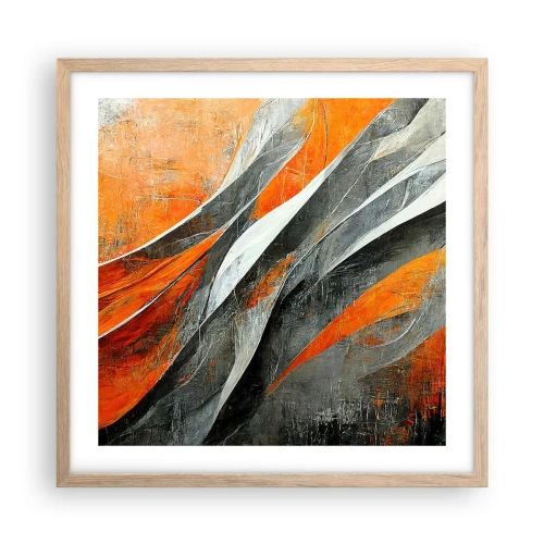 Affiche dans un chêne clair - Poster - Chaleur et froid - 50x50 cm