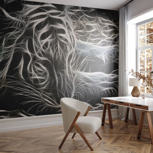 Papier Peint Photo Standard Eco - Une étude de la légèreté du chat - Abstraction, Tigre, Animaux - 350x256 cm