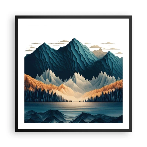 Affiche dans un cadre noir - Poster - Paysage de montagne parfait - 60x60 cm