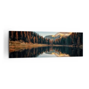 Impression sur toile - Image sur toile - Paysage de montagne avec un lac et une forêt - 160x50cm - Double paysage - Décoration murale moderne pour le salon et la chambre ARTTOR