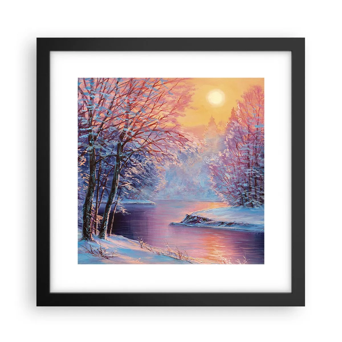 Affiche dans un cadre noir - Poster - Couleurs d'hiver - 30x30 cm