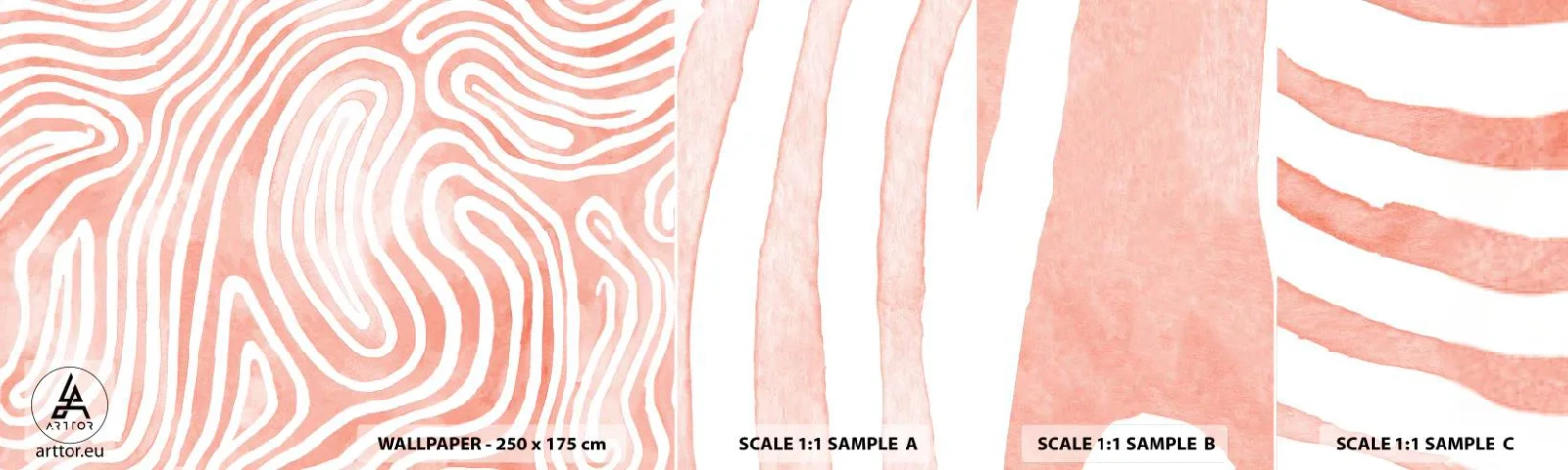 Échantillon de Papier Peint Autocollant Deluxe Sticker - Dans le labyrinthe de corail - Minimalisme, Art moderne, Abstraction - 100x30 cm