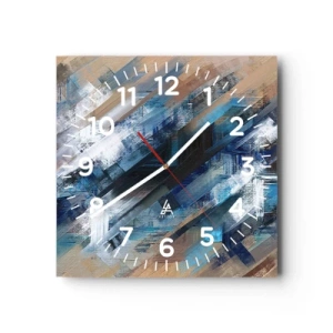 Horloge murale - Pendule murale - Diagonale de bleus - 30x30 cm