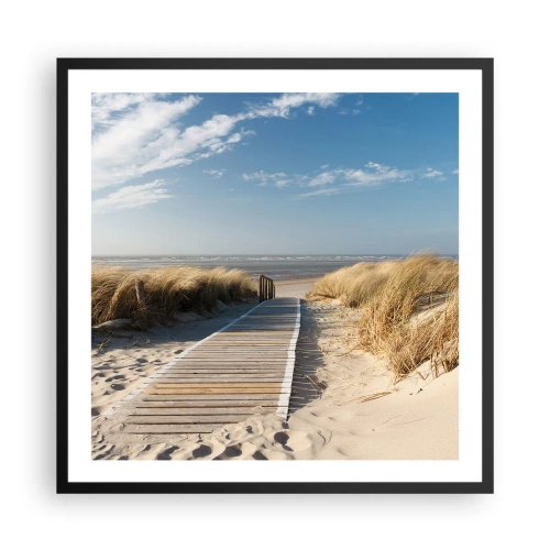 Affiche dans un cadre noir - Poster - Derrière la dune, dans le bruissement de l'herbe - 60x60 cm