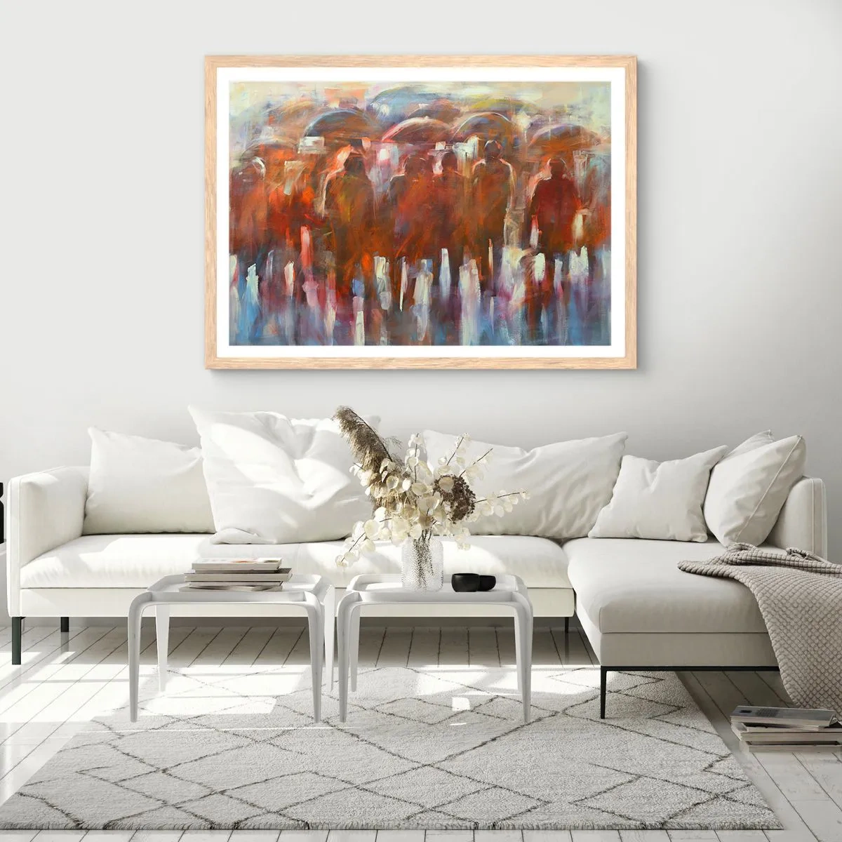 Affiche dans un chêne clair - Poster - Identiques sous la pluie et dans le brouillard - 70x50 cm