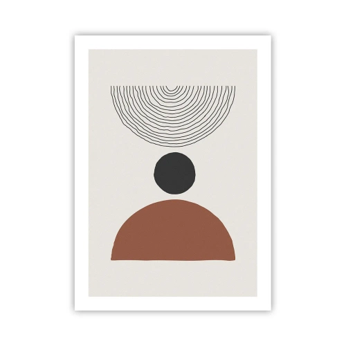 Affiche - Poster - Motif géométrique avec un demi-cercle et des lignes sur un fond clair - 50x70cm - Au centre de l'attention - Décoration murale moderne pour le salon et la chambre ARTTOR
