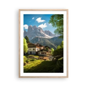 Affiche dans un chêne clair - Poster - Idylle alpine - 50x70 cm