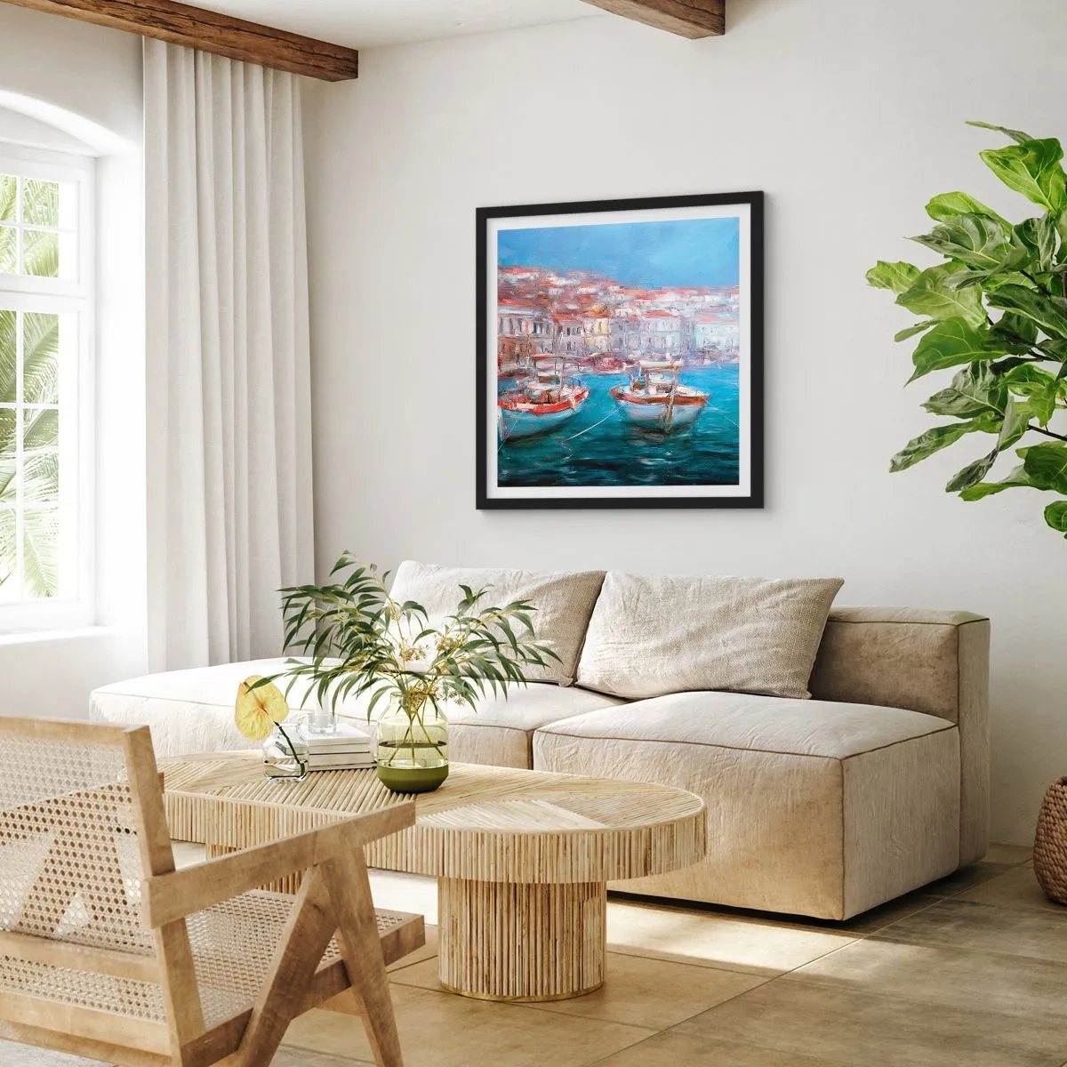 Affiche dans un cadre noir - Poster - Baie italienne - 30x30 cm