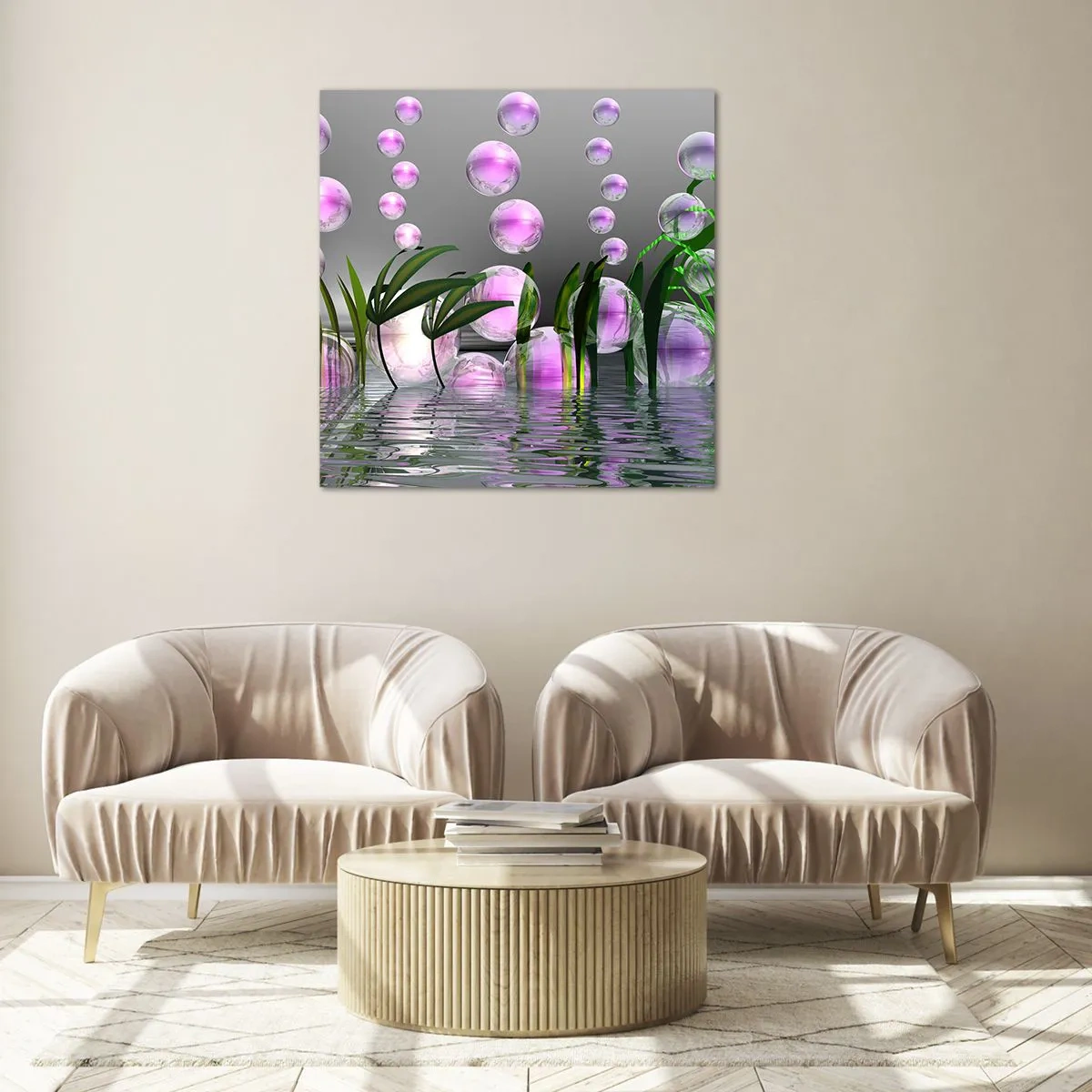 Impression sur verre - Image sur verre - Une composition réfléchissante de légèreté et de vie - 30x30 cm