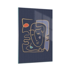 Impression sur verre - Image sur verre - Portrait de visage abstrait dans un style minimaliste - 80x120cm - En réflexion - Décoration murale moderne pour le salon et la chambre ARTTOR