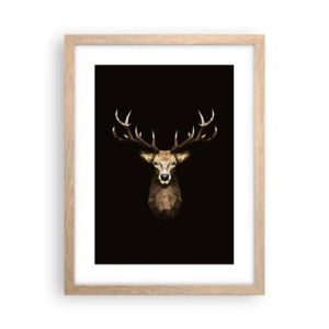 Affiche dans un chêne clair - Poster - Cerf cubique - 30x40 cm