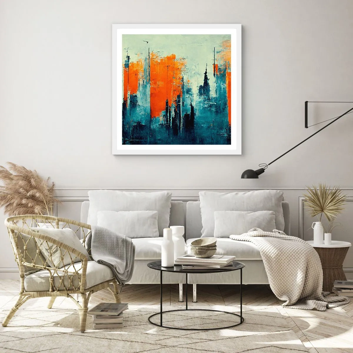 Affiche dans un cadre blanc - Poster - Paysage moderne - 30x30 cm