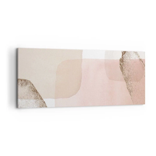 Impression sur toile - Image sur toile - Taches pastel avec éléments dorés - 120x50cm - Regard à travers la couleur - Décoration murale moderne pour le salon et la chambre ARTTOR