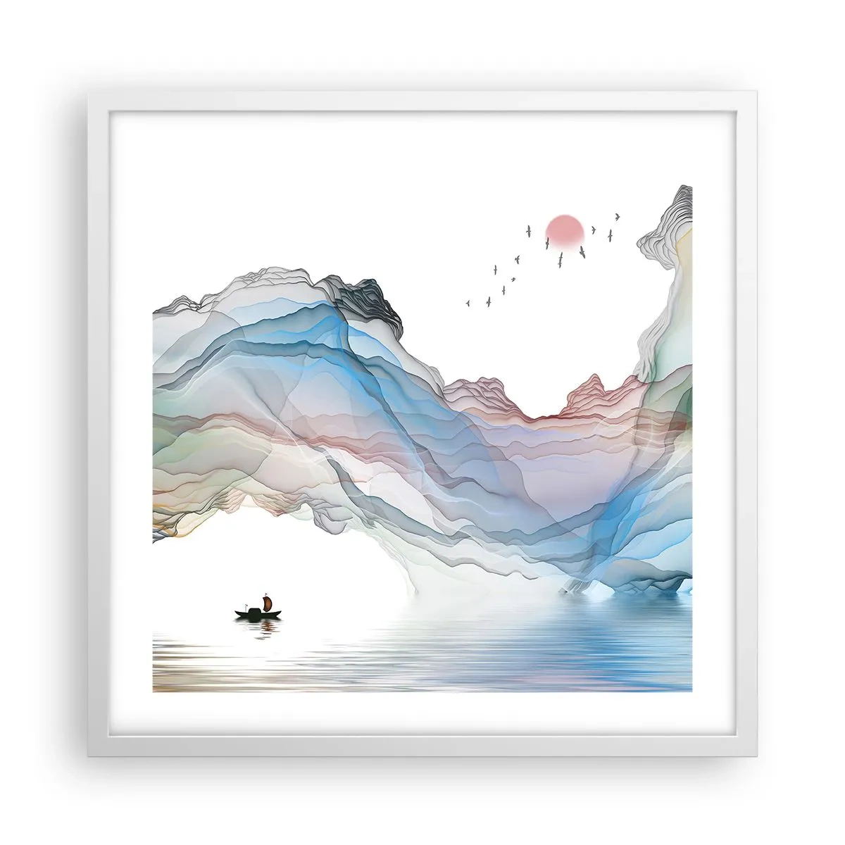 Affiche dans un cadre blanc - Poster - Vers les montagnes de cristal - 50x50 cm