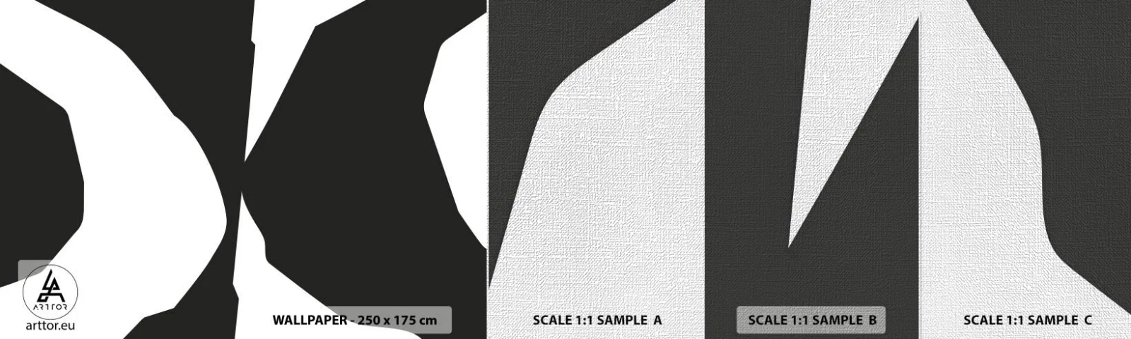 Échantillon de Papier Peint Premium Canvas - Positif négatif - Noir et blanc, Abstraction, Morceau - 100x30 cm