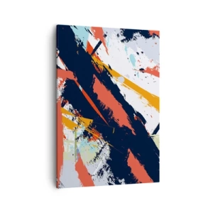 Impression sur toile - Image sur toile - Coups de pinceau abstraits aux couleurs vives - 50x70cm - Composition dynamique - Décoration murale moderne pour le salon et la chambre ARTTOR