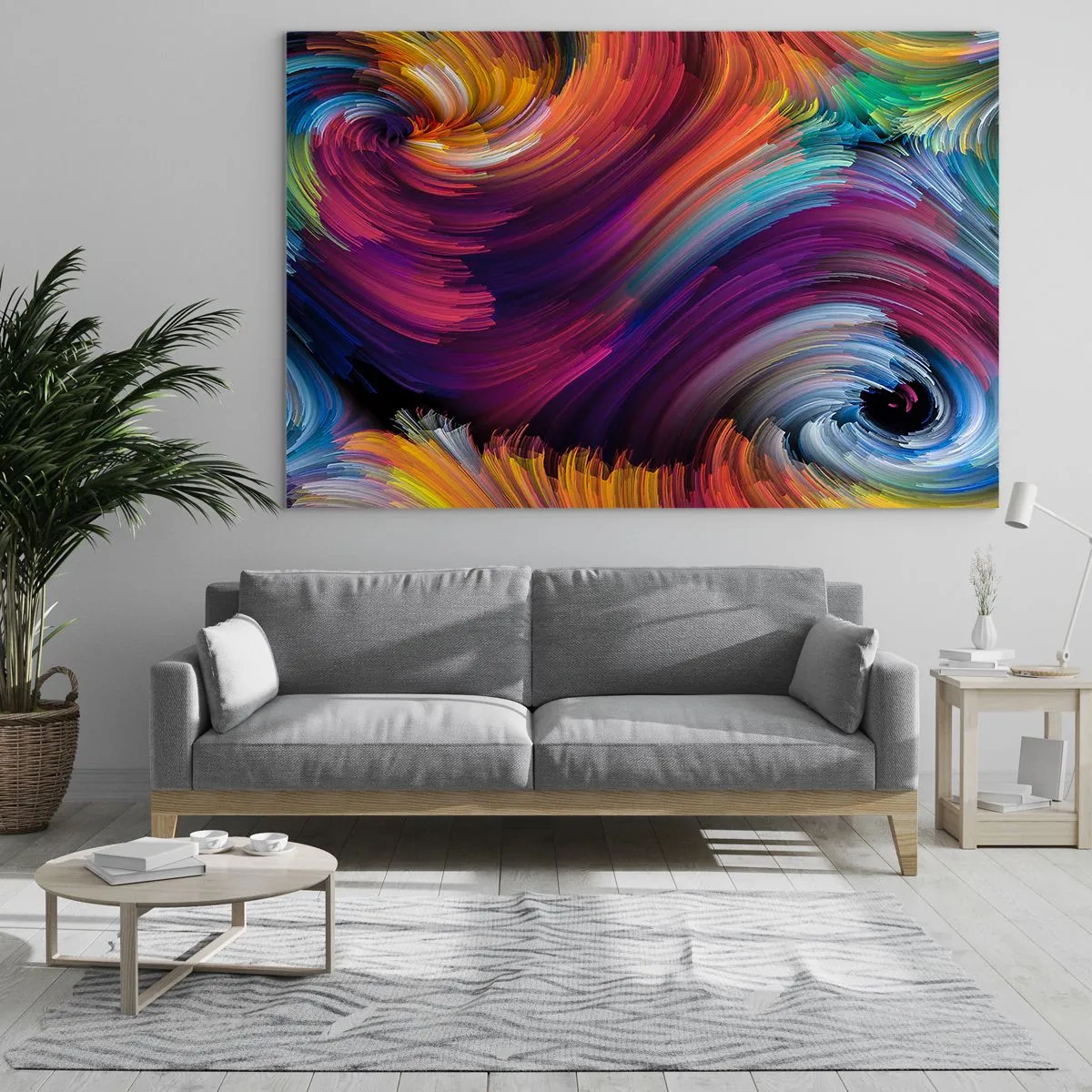 Impression sur verre - Image sur verre - Tourbillons colorés et coups de pinceau dynamiques dans l'abstraction - 100x70cm - Le début d'un nouveau monde - Décoration murale moderne pour le salon et la chambre ARTTOR